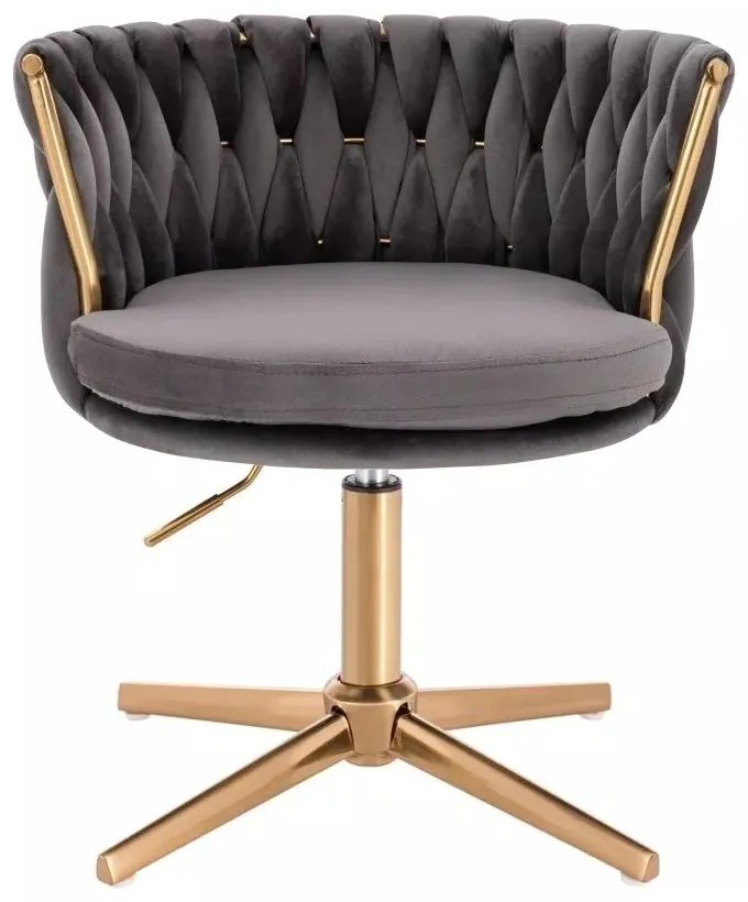 LuxuryForm DESIGN Stolička LYON VELUR na zlatom kríži - tmavo šedá