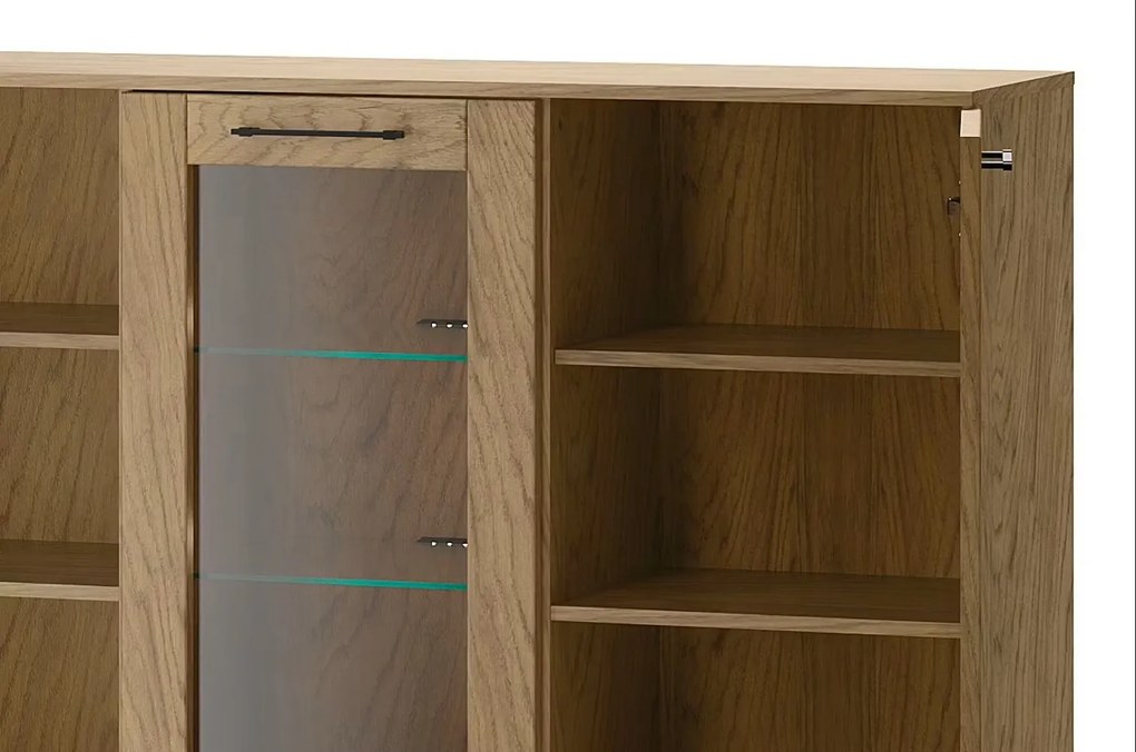 Komoda Cozy 45 z masivu s LED osvětlením 140 cm dub Rustikal