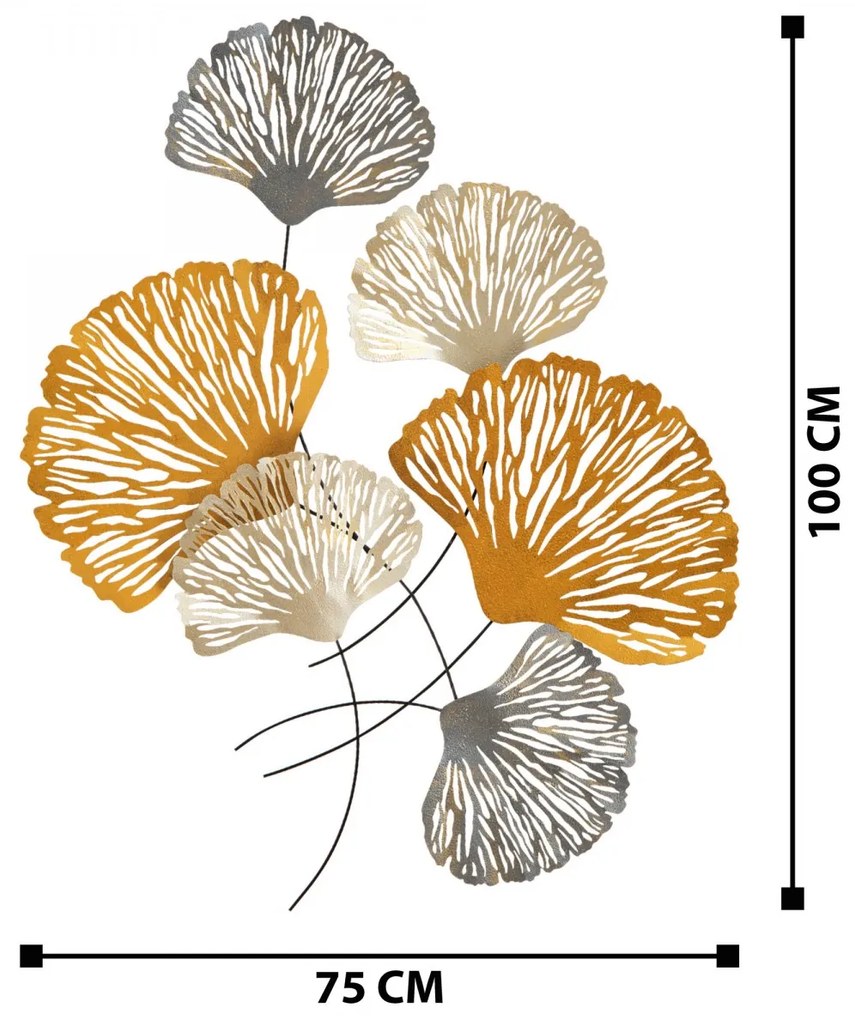 Nástenná kovová dekorácia Kvetiny 75x100 cm viacfarebná