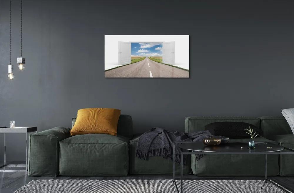 Sklenený obraz Poľná cesta 3d dvere 120x60 cm