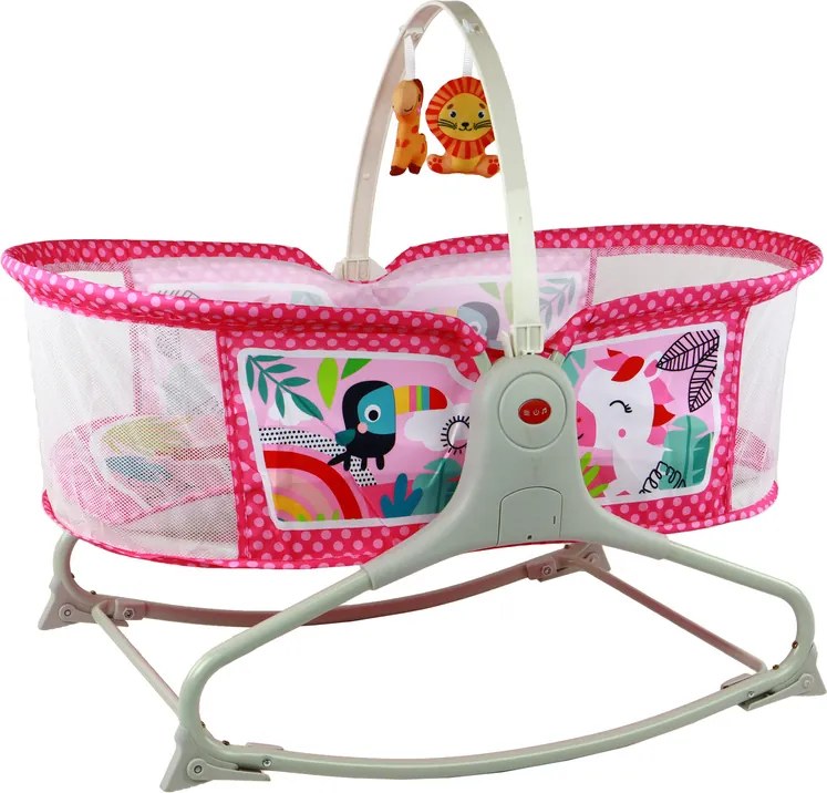 LEAN Multifunkčná hojdacia postieľka 2v1 - ružová