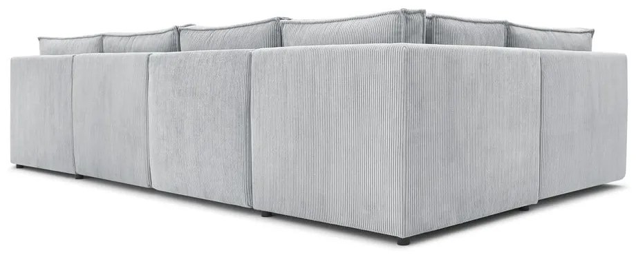 Svetlosivá menčestrová rohová pohovka (do tvaru "U"/variabilná) Nihad modular – Bobochic Paris