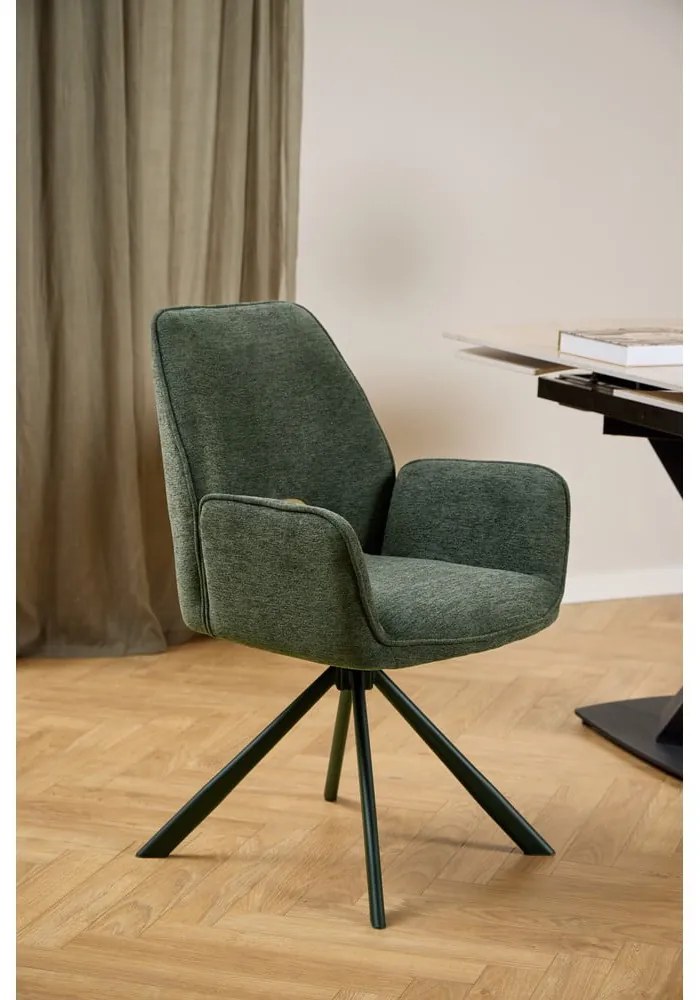 Tmavozelená jedálenská stolička s podrúčkami Graham – Actona