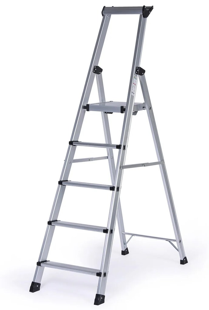 Jednostranné hliníkové schodíky PROFI s poličkou, 1x5 stupňov, výška 1,18 m