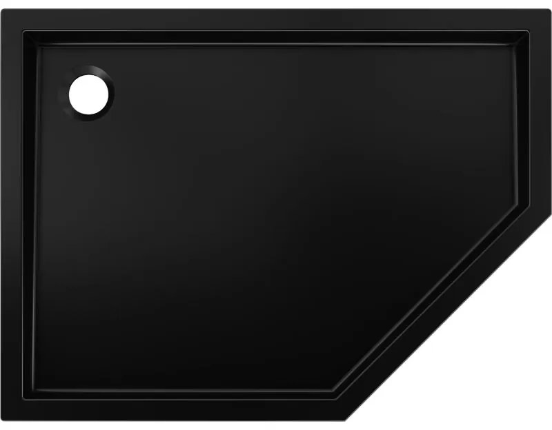 Mexen Flow+, päťuholníková sprchová vanička, ľavá, 100 x 90 cm, čierna matná, 46P709010LH