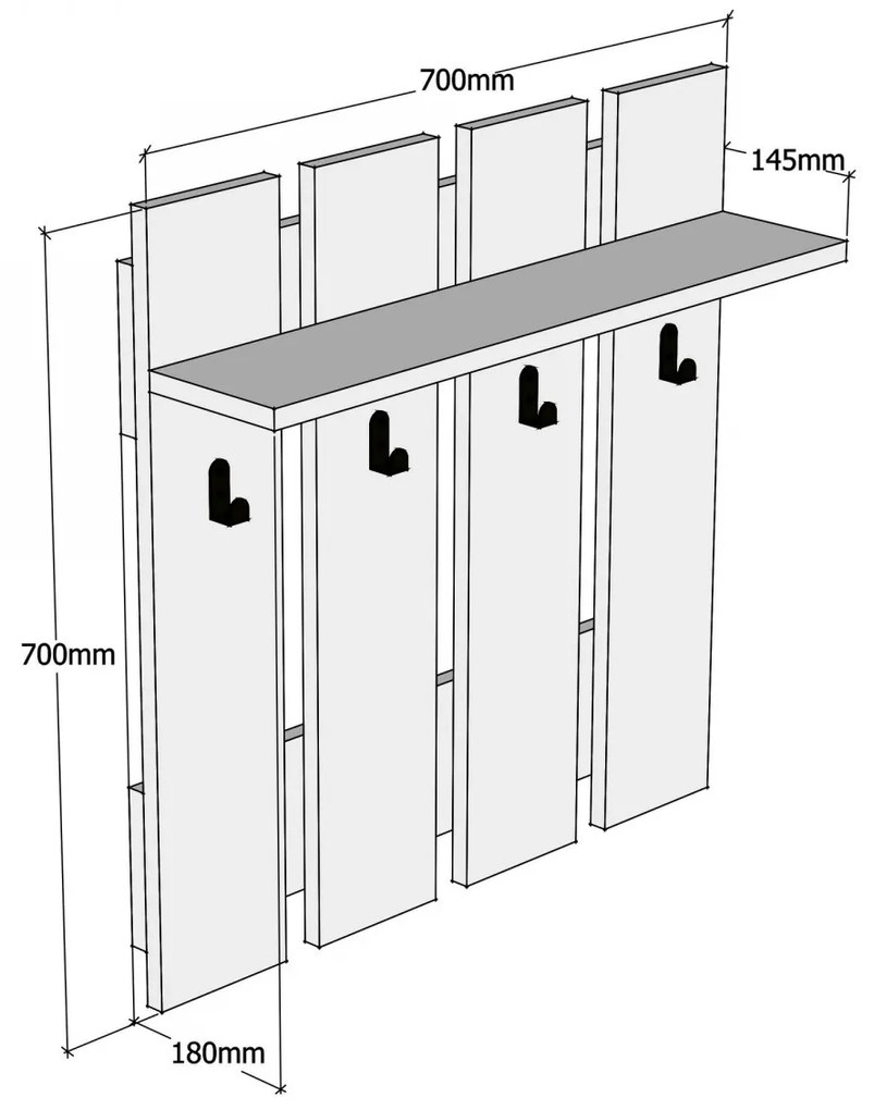 Nástenný vešiak Mita 70 cm hnedý/čierny