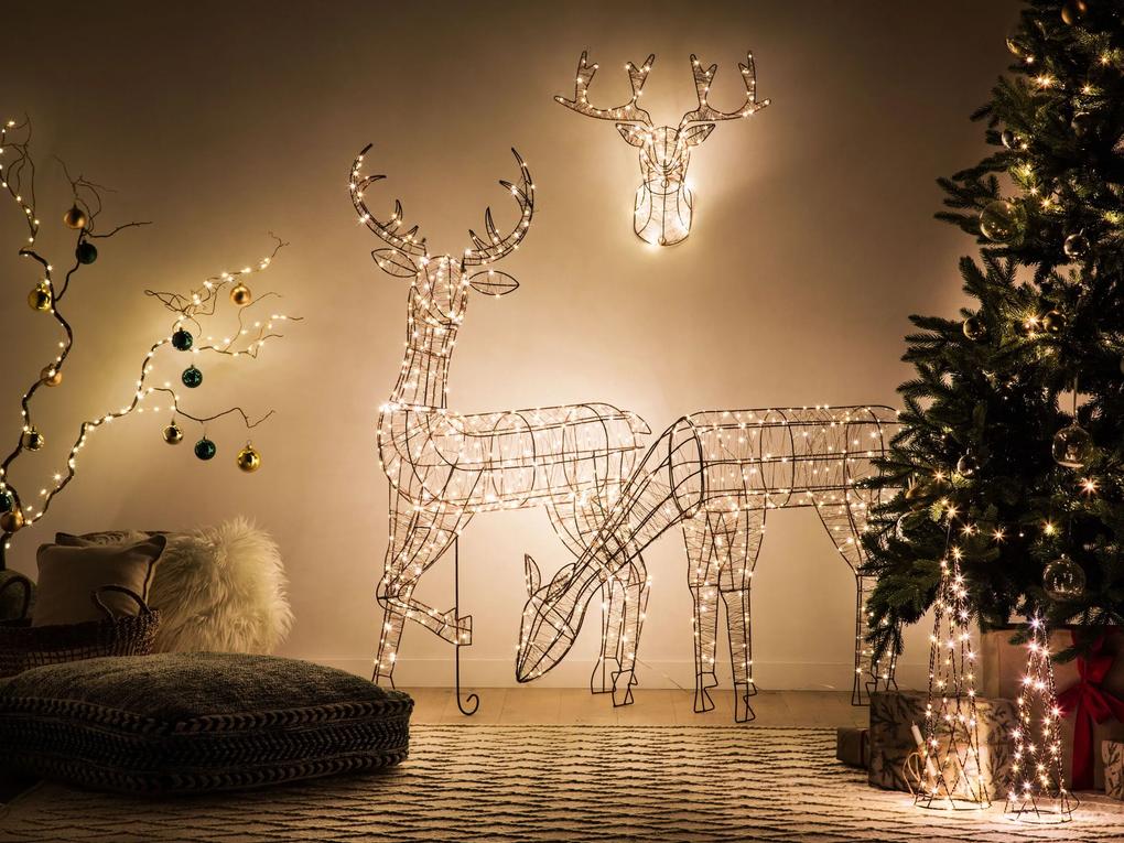 Sada 2 dekoratívnych vianočných stromčekov s LED svetlami čierna NEIDEN Beliani