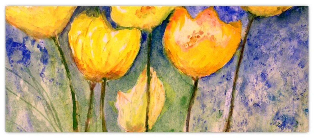 Obraz - Žlté tulipány (120x50 cm)