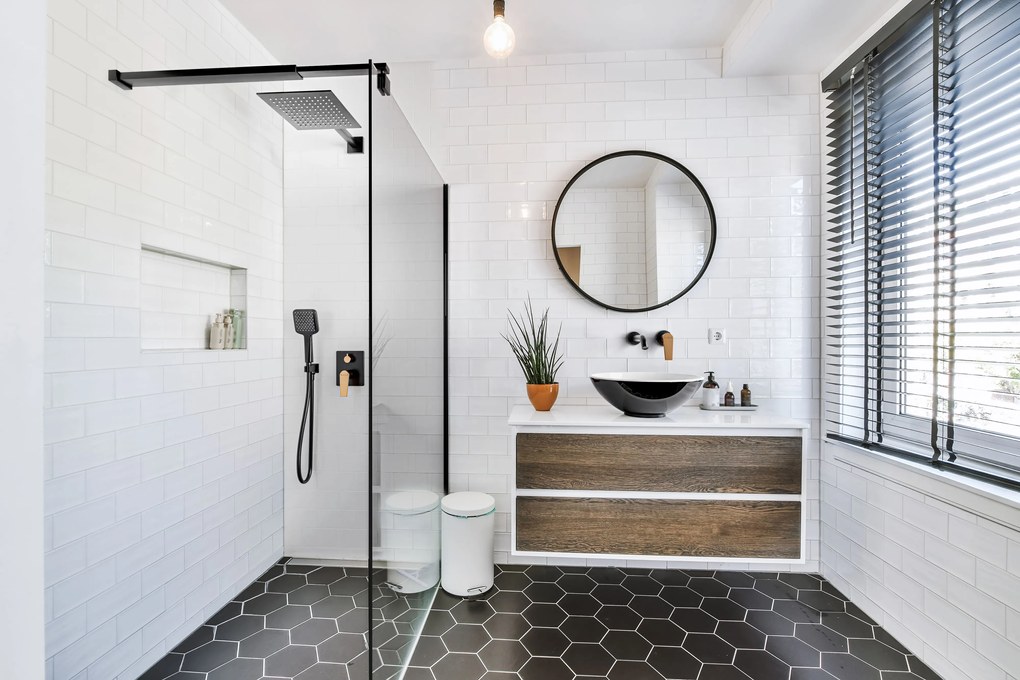 Invena Dokos, umývadlo na dosku 395x395x135 mm, čierna-biela, INV-CE-19-041-C