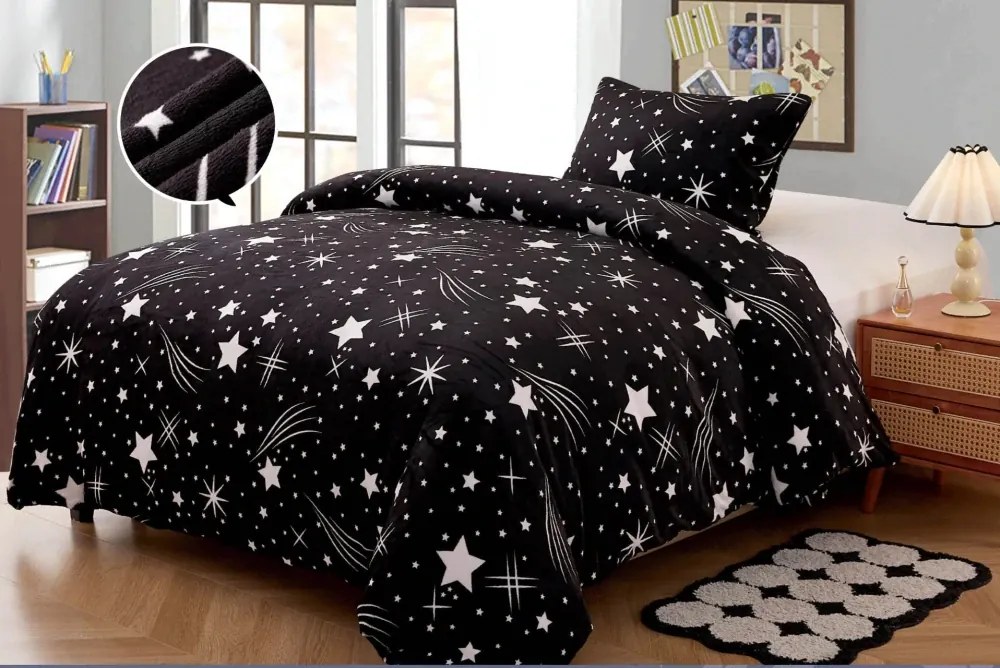 Mikroplyšové obliečky NIGHT SKY čierne Rozmer obliečky: 70 x 90 cm | 140 x 200 cm