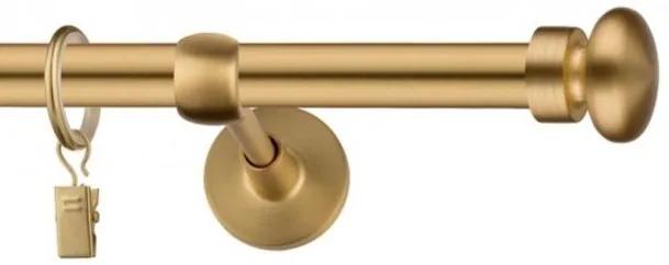Dekorstudio Garniža jednoradová FLAT zlatá 19mm Dĺžka: 140cm, Typ uchytenia: Držiak modern, Typ príslušenstva: Krúžky tiché so štipcami