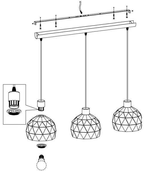 Eglo 97857 - Luster na lanku ROCCAFORTE 3xE14/40W/230V