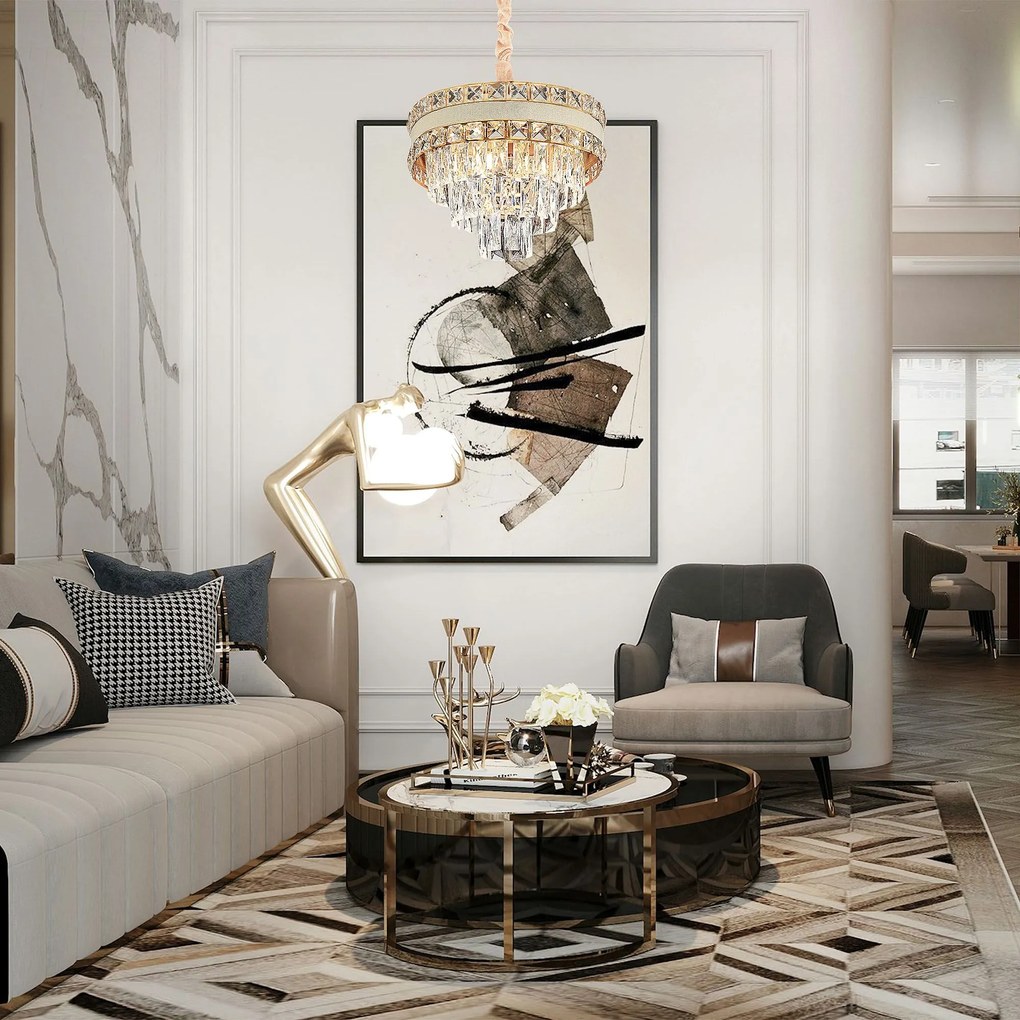 Toolight Toolight, LED krištáľové svietidlo 40cm, 5xE14, G047-CP, zlatá, OSW-08940