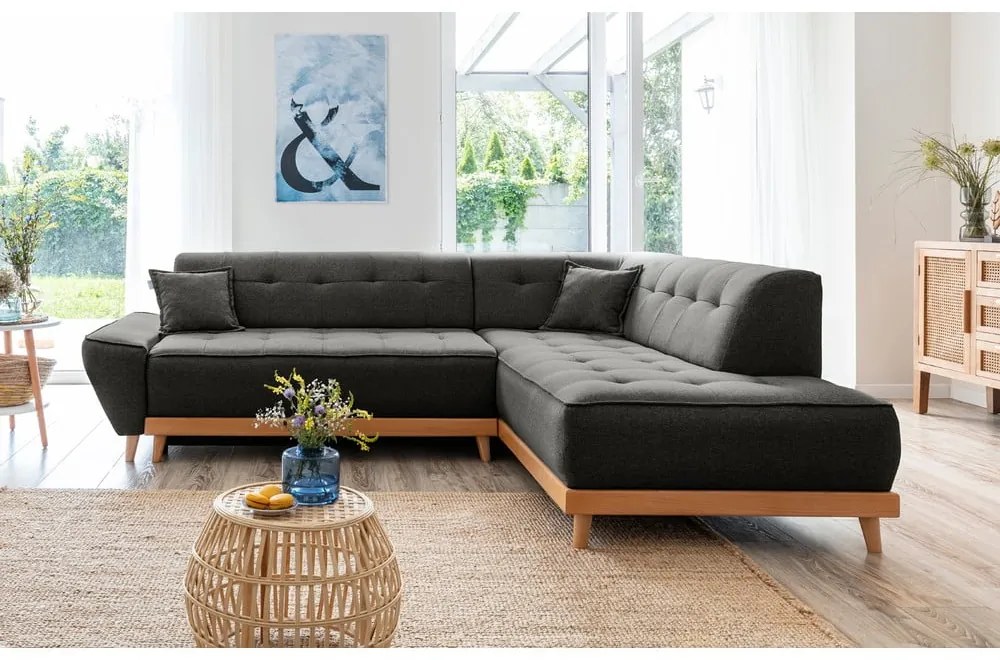 Tmavosivá rozkladacia rohová pohovka Miuform Dazzling Daisy L, pravý roh