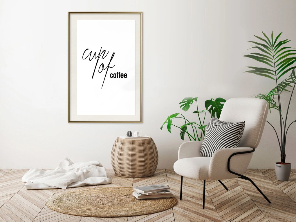 Artgeist Plagát - Cup of Coffee [Poster] Veľkosť: 30x45, Verzia: Zlatý rám s passe-partout