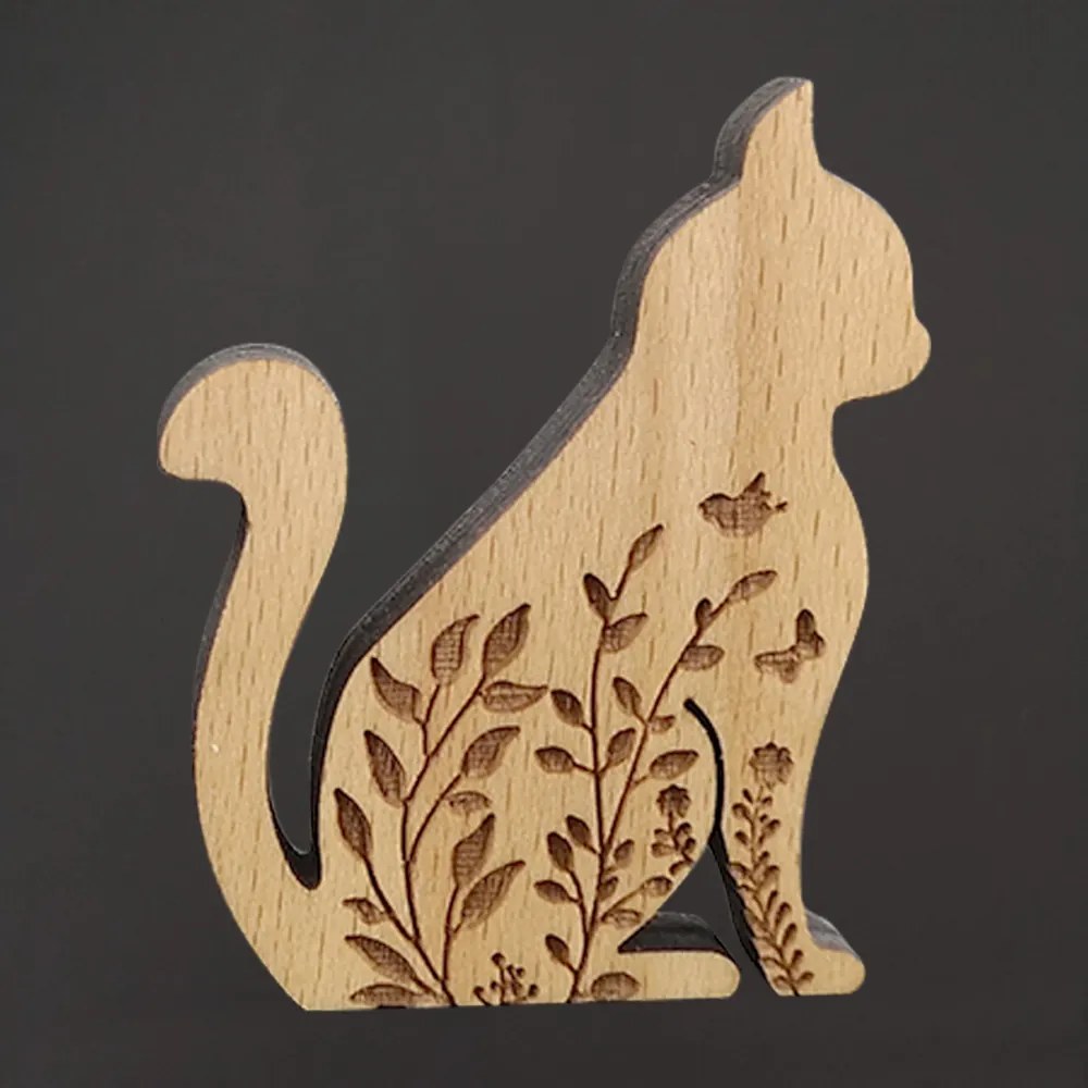 AMADEA Drevená dekorácia mačka, masívne drevo 6 x 5 cm, český výrobok