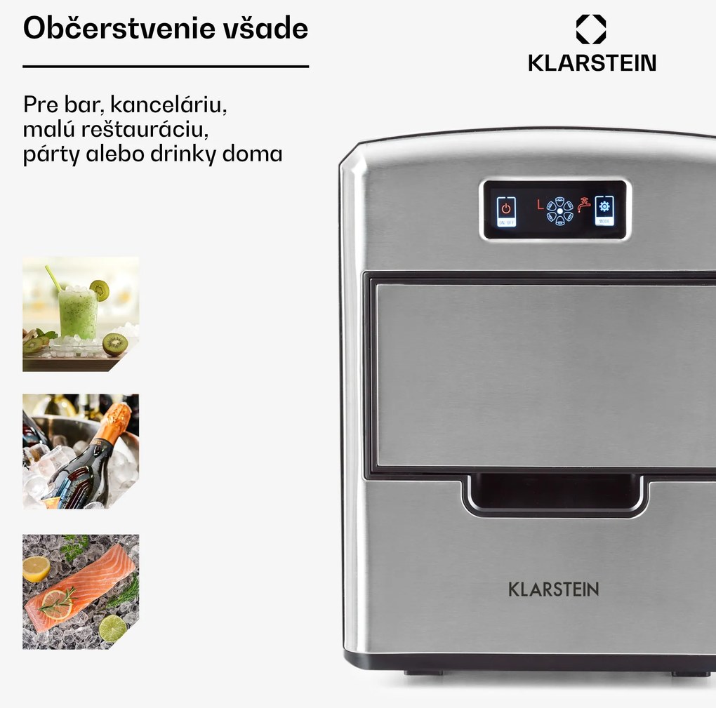 Klarstein Metropolitan, výrobník ľadu, 12 kg/24 h, digitálny displej