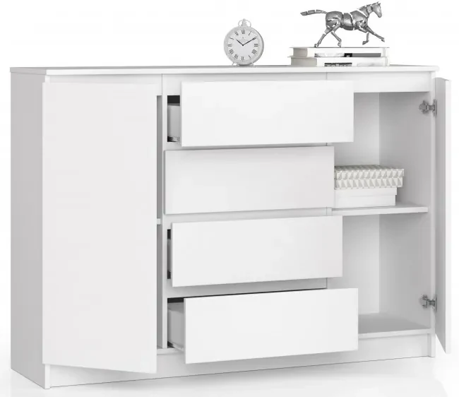Komoda K140 2D 4SZ CLP biela