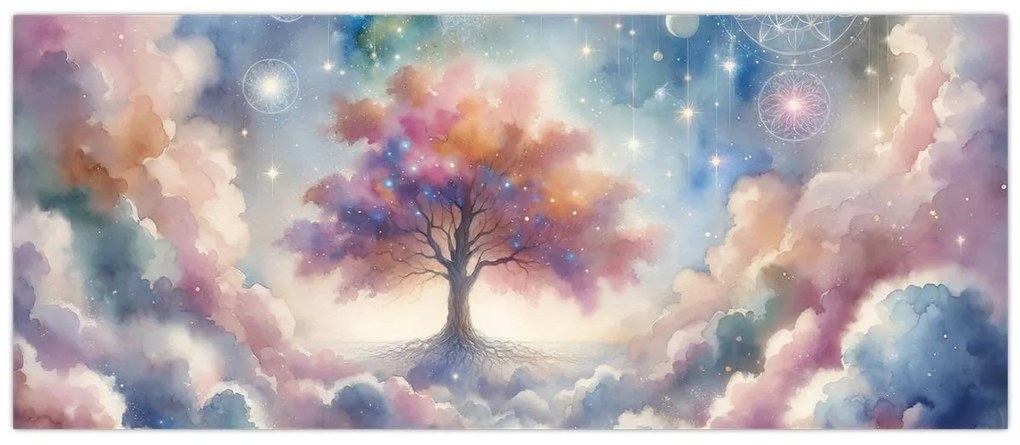 Obraz – Strom života v oblakoch (120x50 cm)