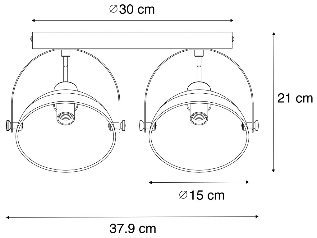 Priemyselné stropné svietidlo biele so striebornou farbou 2-žiarovkové nastaviteľné - Magnax