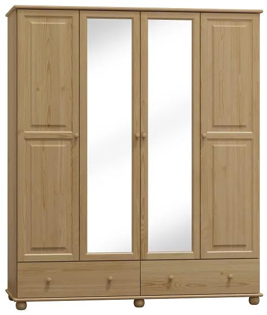 Skriňa štvordverová so zrkadlom - SK14: Biela 160cm