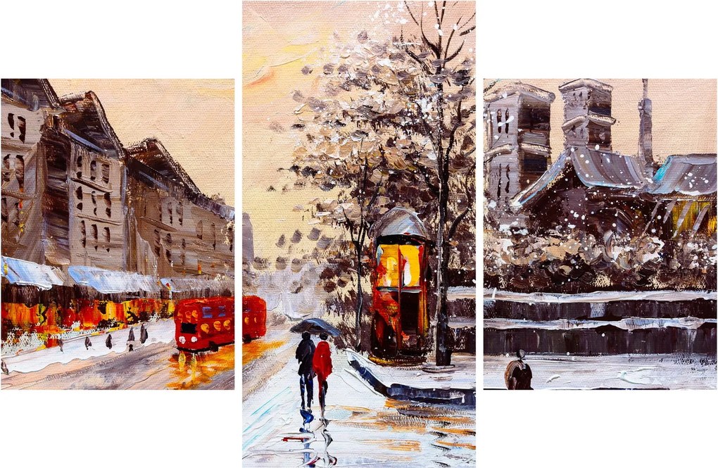 Obraz - Maľba zimného mesta (90x60 cm)