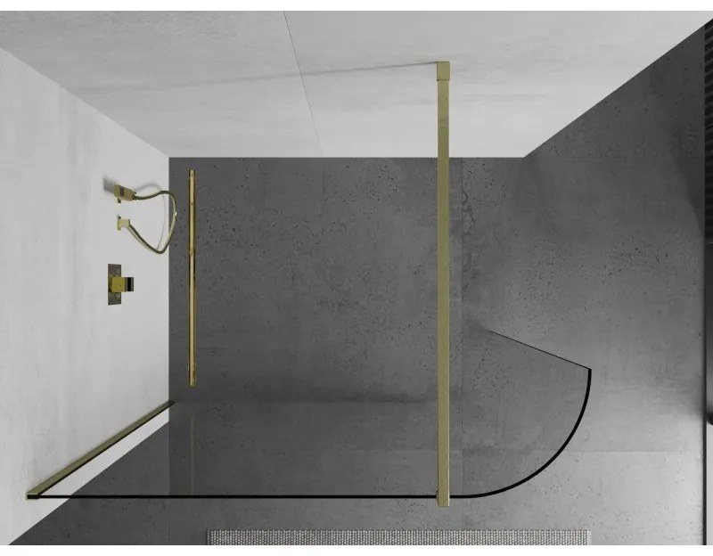 Mexen Kioto, sprchová zástena Walk-In 150 x 200 cm, 8mm číre sklo, zlatý matný profil, 800-150-101-55-06