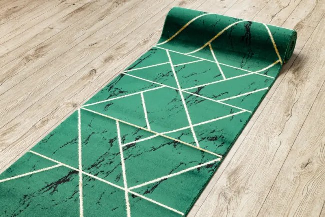 Behúň EMERALD exkluzívny 1012 glamour, marmur, geometrický zelený/zlatý