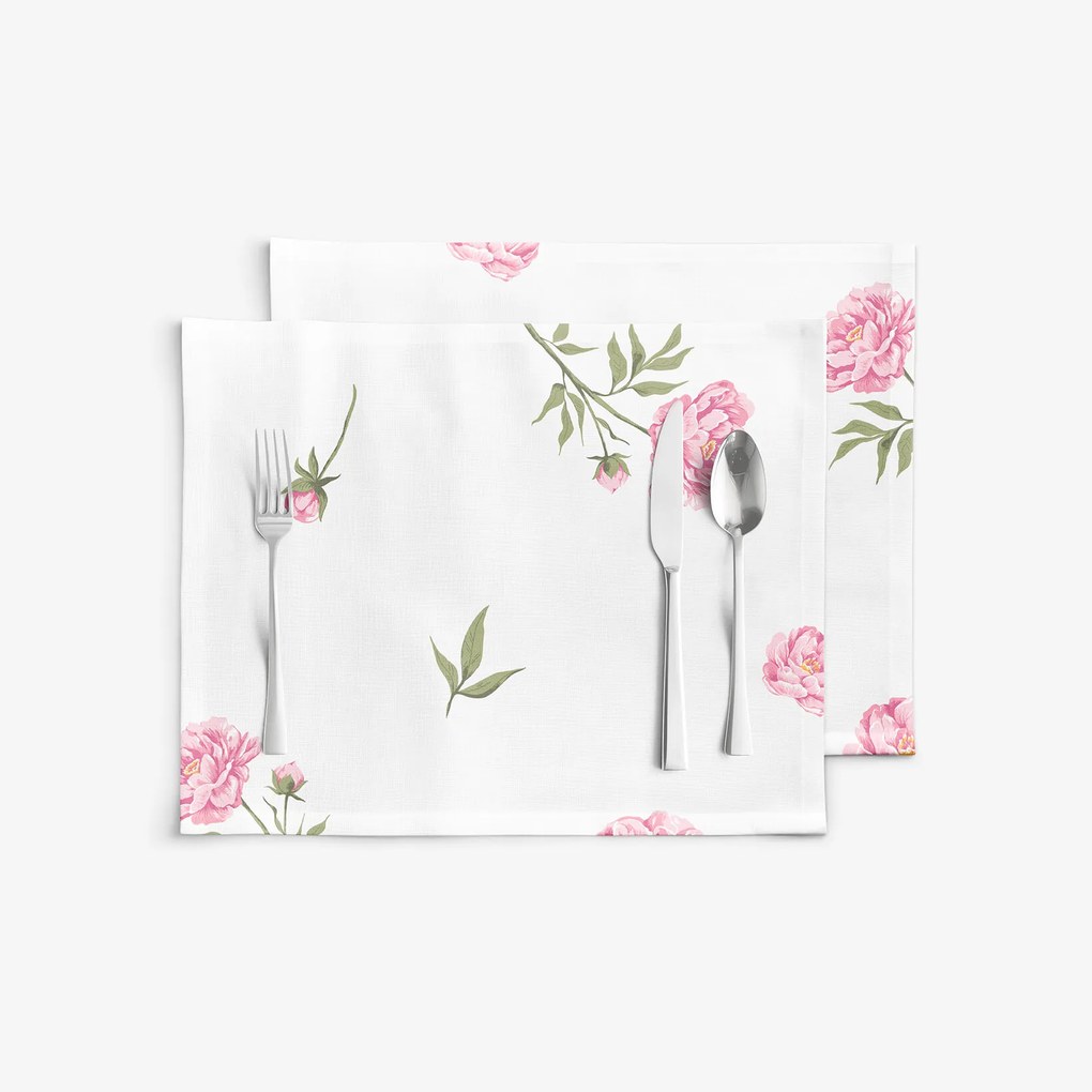 Goldea prestieranie na stôl 100% bavlnené plátno - pivonky - sada 2ks 30 x 40 cm