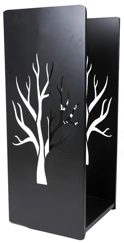 Kovový stojan na drevo Tree, 40x100 cm, čierna