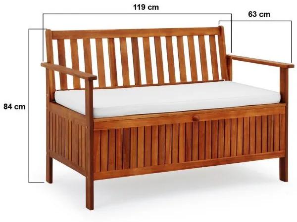 InternetovaZahrada Záhradná lavica s úložným boxom - 120 cm x 59 cm x 90 cm