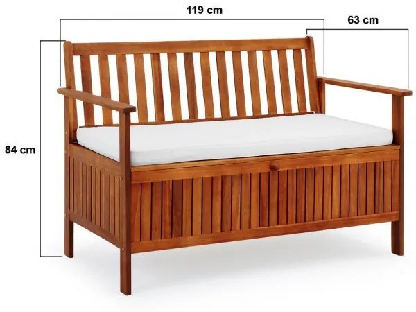 InternetovaZahrada - Záhradná lavica s úložným boxom - 120 cm x 59 cm x 90 cm