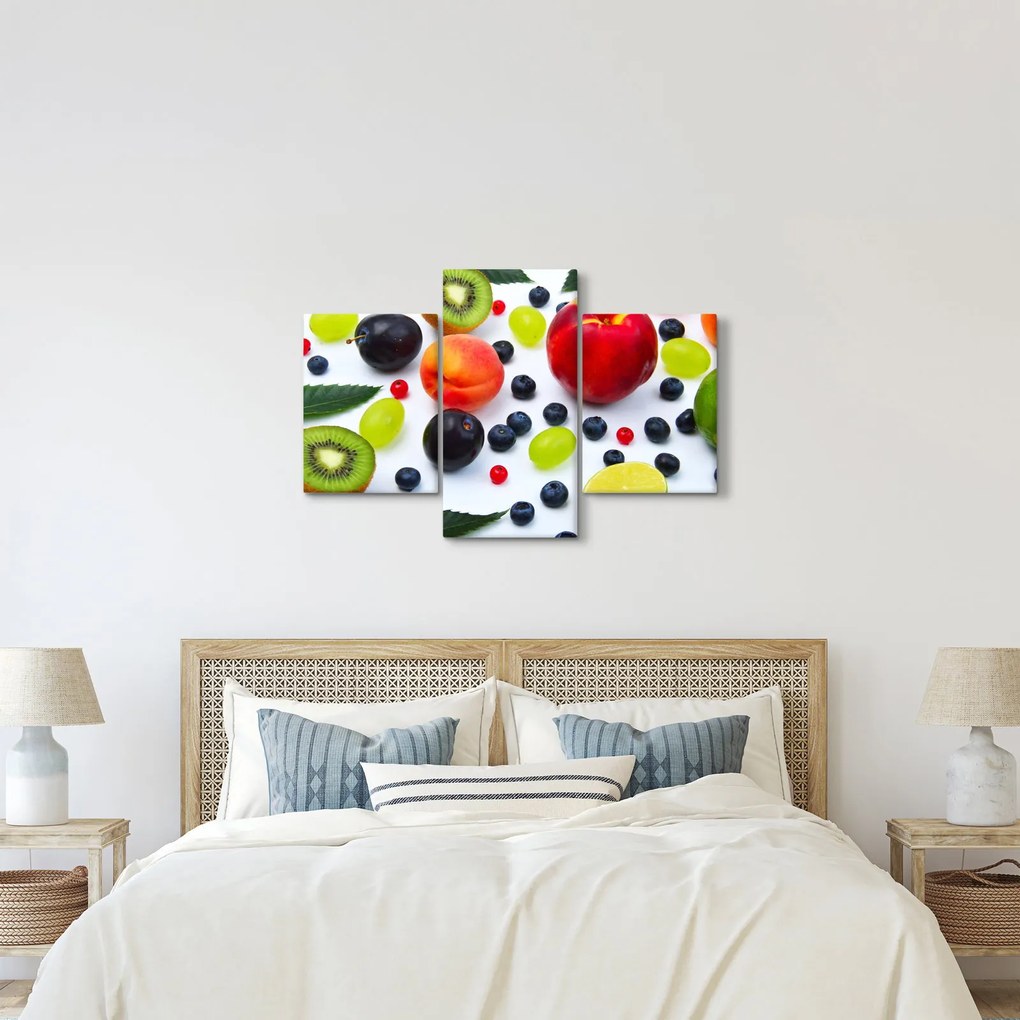 Obraz ovocia s kvapkami vody (90x60 cm)