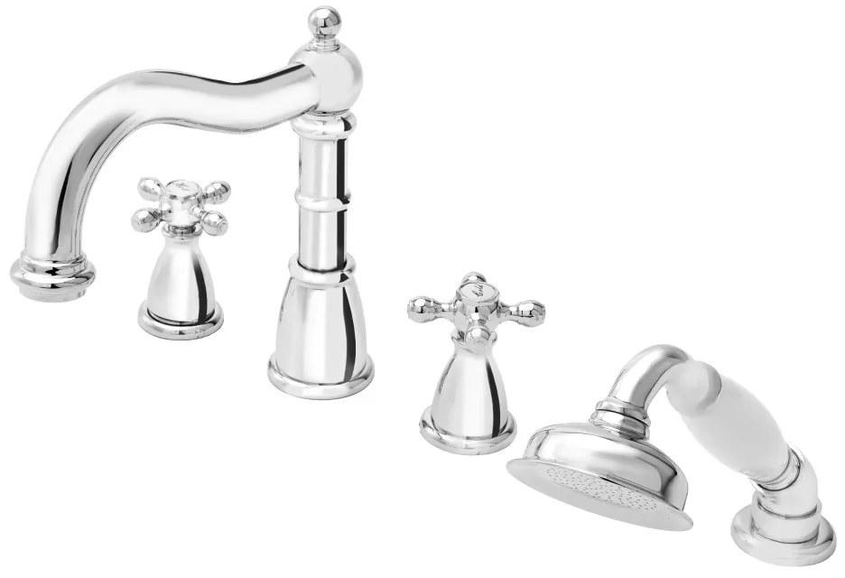 F-Design Lacrima, 4-otvorová vaňová batéria, chróm lesklý-biela, FD1-LRA-11A-11