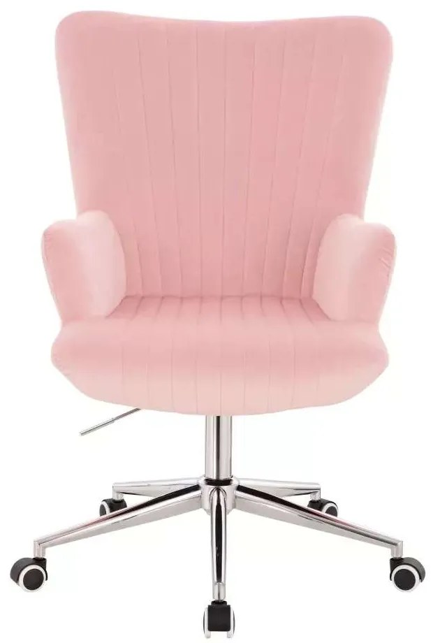 LuxuryForm DESIGN Kreslo AMADEO VELUR na striebornej podstave s kolieskami - ružové
