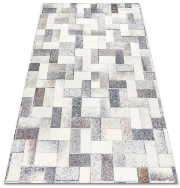 Koberec PATCHWORK 21723 sivý - imitácia kože krava, deski