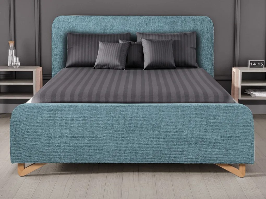 Posteľ Flamingo 180x200 cm, morská modrá štruktúrovaná tkanina