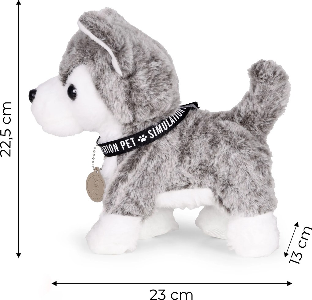 MULTISTORE Interaktívny husky na vôdzke – plyšový psík, chodí, vrtí chvostom, 20+ melódií