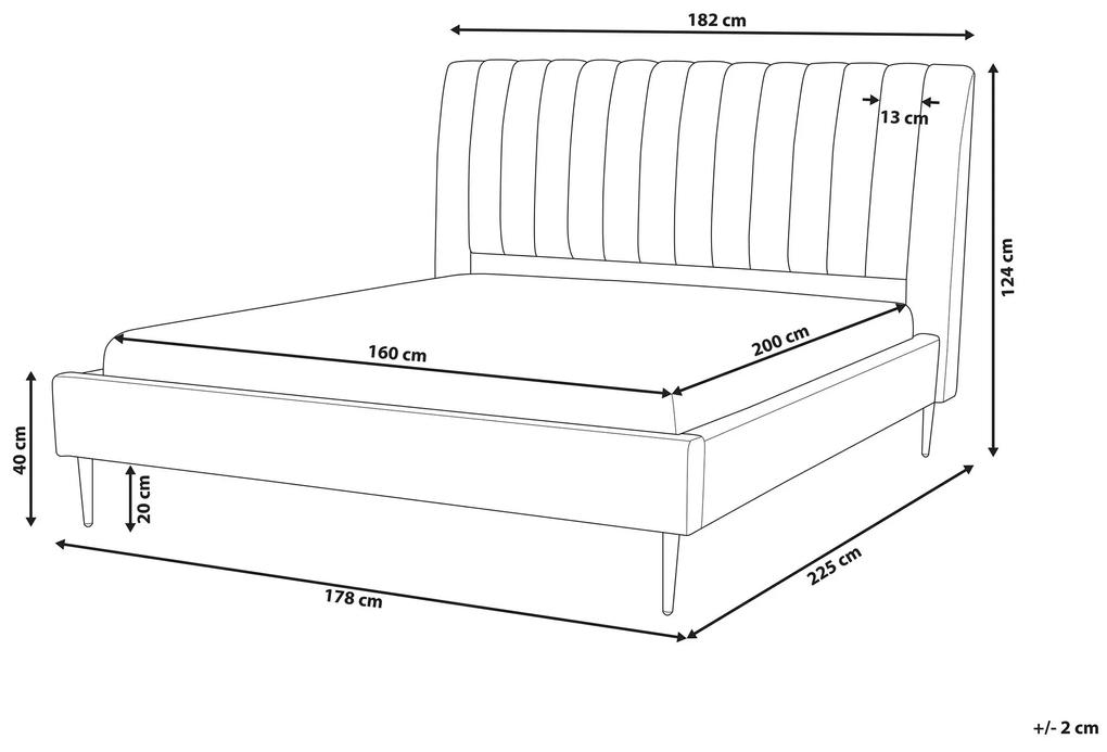 Zamatová posteľ 160 x 200 cm sivá MARVILLE Beliani