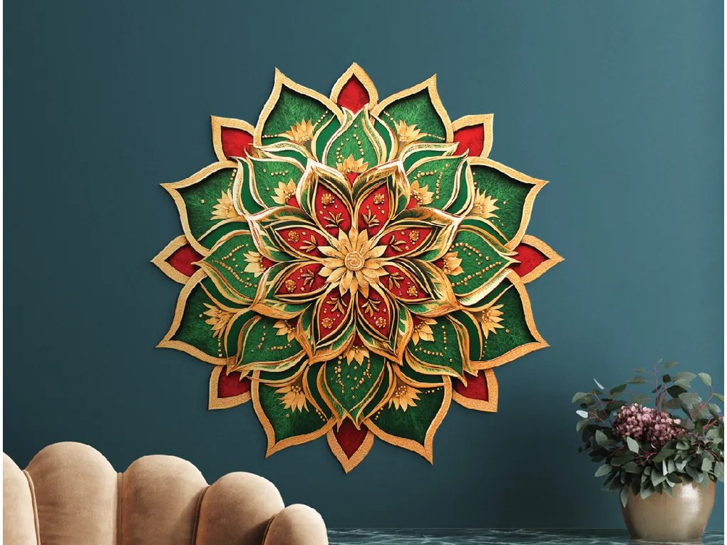 drevko | Kvetinová mandala Zelený dych 45 x 45 cm