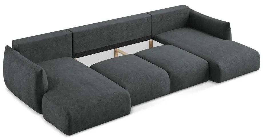 Tmavosivá ženilková rozkladacia rohová pohovka (do tvaru "U") Leila – Makamii