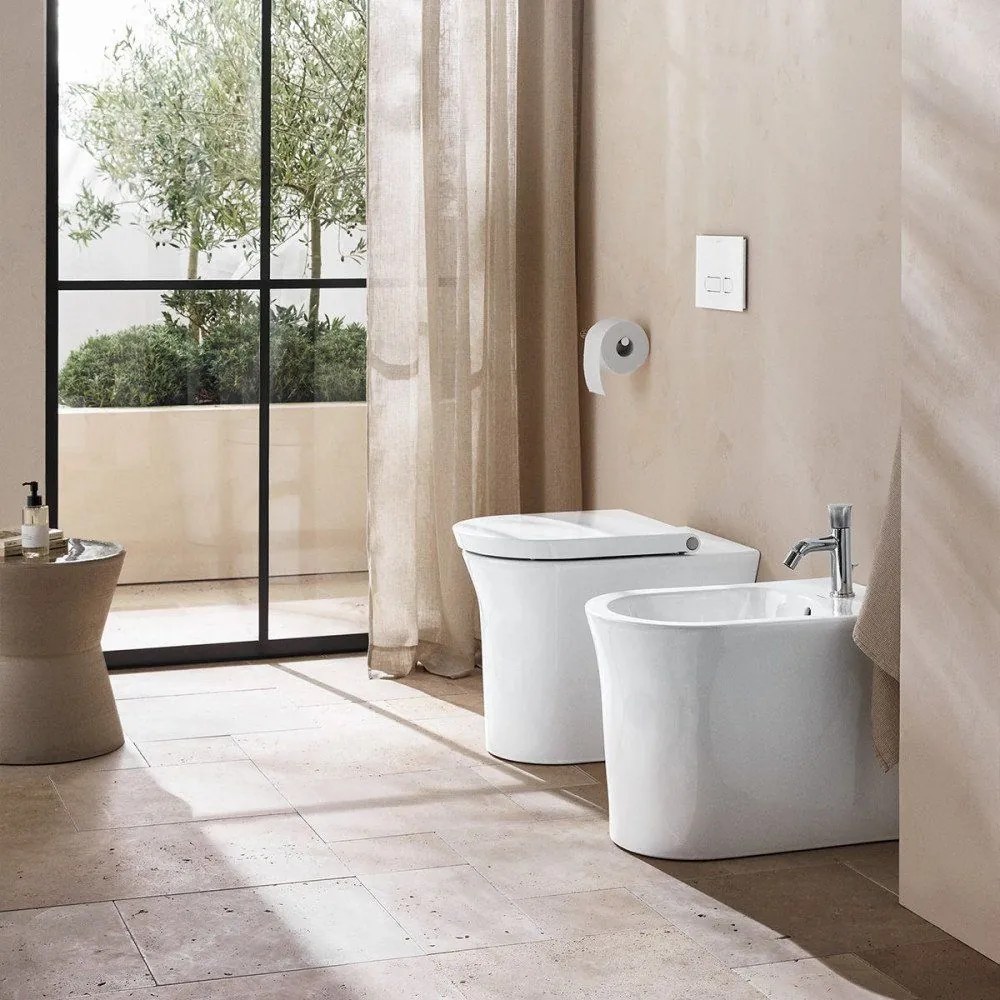 DURAVIT White Tulip samostatne stojace WC Rimless ku stene, s hlbokým splachovaním, 370 x 580 mm, biela, s povrchom HygieneGlaze, 2001092000