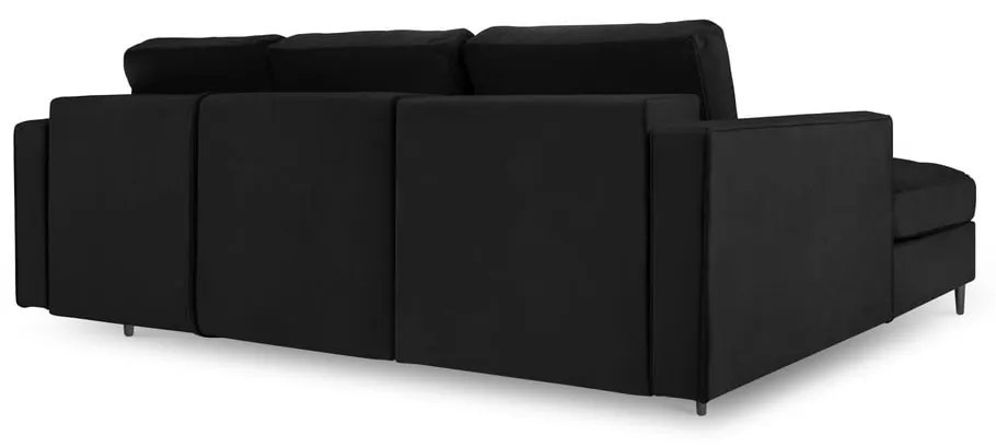 Čierna zamatová rozkladacia rohová pohovka Milo Casa Santo, ľavý roh