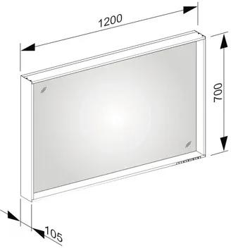LED zrkadlo do kúpeľne KEUCO X-Line vulkanit 120 x 70 cm