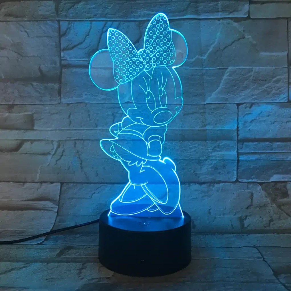 3Dmix 3DL-BTC025 – 3D LED nočná lampa - Minnie Mouse (Bluetooth reproduktor - farba čierna)