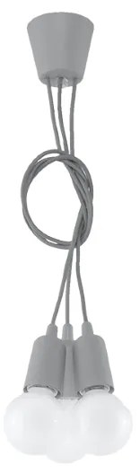 Závesné svietidlo Diego 3, sivé telo svietidla