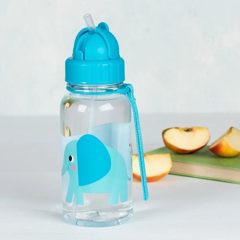 Modrá/tyrkysovomodrá tritanová detská fľaša 500 ml Elvis the Elephant – Rex London