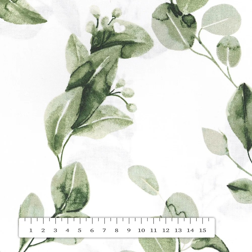 Biante Detské bavlnené posteľné obliečky do postieľky Sandra SA-422 Zelené listy na bielom Do postieľky 90x140 a 40x60 cm