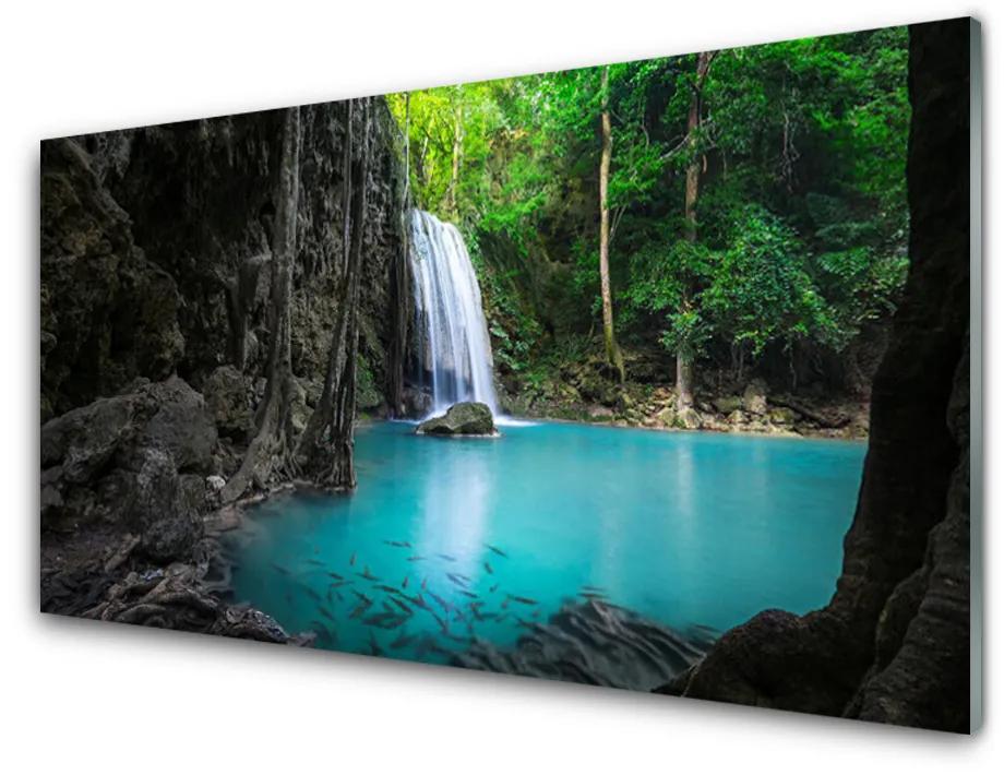 Nástenný panel  Jazero vodopád príroda 140x70cm