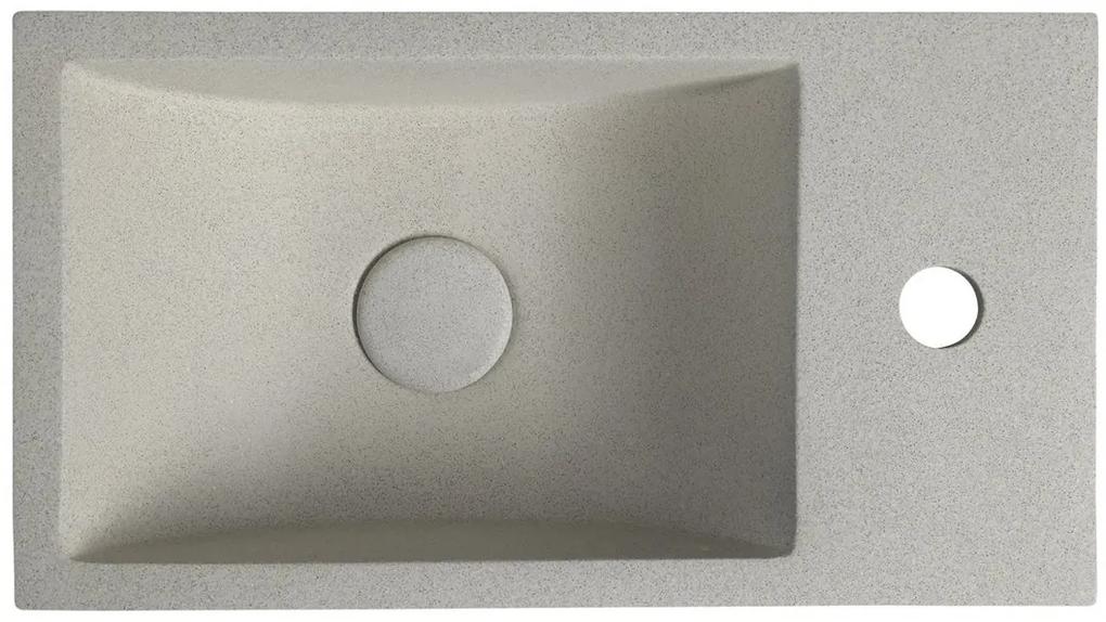 Sapho, CREST R betónové umývadlo vrátane výpusti, 40x22 cm, biely pieskovec, AR413